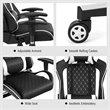 Pemberly Row Leather Massage Gaming Chair w/ Lumbar Support & Headrest in White