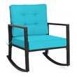 Pemberly Row Rattan Outdoor Rocker Chair Glider Wicker Rocking Chair - Turquoise