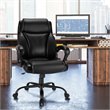 Pemberly Row PU and PVC Adjustable High Back 400 lbs Office Chair in Black