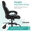 Pemberly Row PU and PVC Adjustable High Back 400 lbs Office Chair in Black