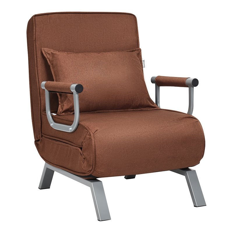 Pemberly Row Sponge Folding 5-position Convertible Sleeper Bed w/ Pillow-Coffee