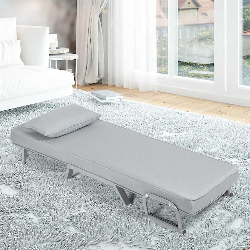 Pemberly Row Sponge Folding 5-position Convertible Sleeper Bed w/ Pillow in Gray