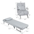 Pemberly Row Sponge Folding 5-position Convertible Sleeper Bed w/ Pillow in Gray