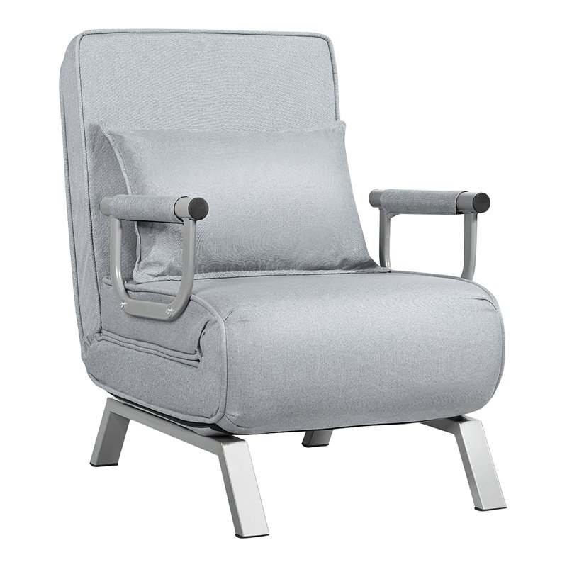 Pemberly Row Sponge Folding 5-position Convertible Sleeper Bed w/ Pillow in Gray