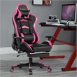 Pemberly Row Faux Leather Swivel Massage Gaming Chair with Footrest in Pink