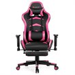 Pemberly Row Faux Leather Swivel Massage Gaming Chair with Footrest in Pink