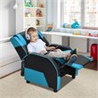 Pemberly Row Headrest & Footrest Leather Kids Youth Gaming Sofa Recliner in Blue
