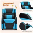 Pemberly Row Headrest & Footrest Leather Kids Youth Gaming Sofa Recliner in Blue