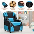 Pemberly Row Headrest & Footrest Leather Kids Youth Gaming Sofa Recliner in Blue