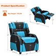 Pemberly Row Headrest & Footrest Leather Kids Youth Gaming Sofa Recliner in Blue