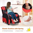 Pemberly Row Headrest & Footrest Leather Kids Youth Gaming Sofa Recliner in Red