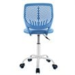 Pemberly Row Sponge Adjustable Mid Back Swivel Armless Office Chair in Blue