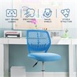 Pemberly Row Sponge Adjustable Mid Back Swivel Armless Office Chair in Blue