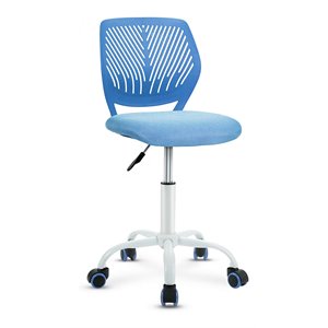 Pemberly Row Sponge Adjustable Mid Back Swivel Armless Office Chair in Blue