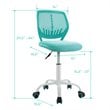 Pemberly Row Sponge Adjustable Mid Back Swivel Armless Office Chair in Turquoise