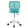 Pemberly Row Sponge Adjustable Mid Back Swivel Armless Office Chair in Turquoise