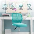 Pemberly Row Sponge Adjustable Mid Back Swivel Armless Office Chair in Turquoise