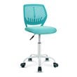 Pemberly Row Sponge Adjustable Mid Back Swivel Armless Office Chair in Turquoise