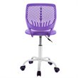 Pemberly Row Sponge Adjustable Mid Back Swivel Armless Office Chair in Purple