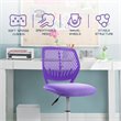 Pemberly Row Sponge Adjustable Mid Back Swivel Armless Office Chair in Purple