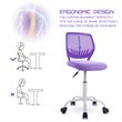 Pemberly Row Sponge Adjustable Mid Back Swivel Armless Office Chair in Purple