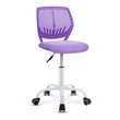 Pemberly Row Sponge Adjustable Mid Back Swivel Armless Office Chair in Purple