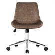 Pemberly Row PU Sponge & Steel Adjustable Mid Back Armless Office Chair in Brown