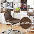 Pemberly Row PU Sponge & Steel Adjustable Mid Back Armless Office Chair in Brown