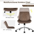 Pemberly Row PU Sponge & Steel Adjustable Mid Back Armless Office Chair in Brown