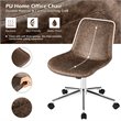 Pemberly Row PU Sponge & Steel Adjustable Mid Back Armless Office Chair in Brown
