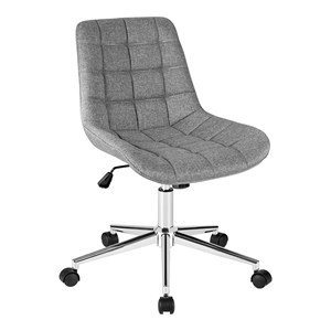 Pemberly Row Sponge & Steel Swivel Mid Back Armless Office Chair in Gray