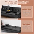 Pemberly Row Cup Holders/Armrests Convertible Folding Futon Sofa Bed in Black