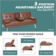 Pemberly Row Cup Holders/Armrests Convertible Folding Futon Sofa Bed in Brown