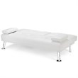 Pemberly Row Cup Holders/Armrests Convertible Folding Futon Sofa Bed in White