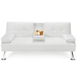 Pemberly Row Cup Holders/Armrests Convertible Folding Futon Sofa Bed in White