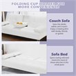 Pemberly Row Cup Holders/Armrests Convertible Folding Futon Sofa Bed in White