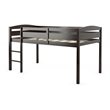 Pemberly Row Twin Low Loft Bunk Junior Bed w/ Wooden Guard Rail Ladder-Espresso