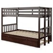 Pemberly Row Wood & PB Twin Over Twin Pull-Out Bunk Bed with Trundle in Espresso
