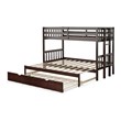 Pemberly Row Wood & PB Twin Over Twin Pull-Out Bunk Bed with Trundle in Espresso