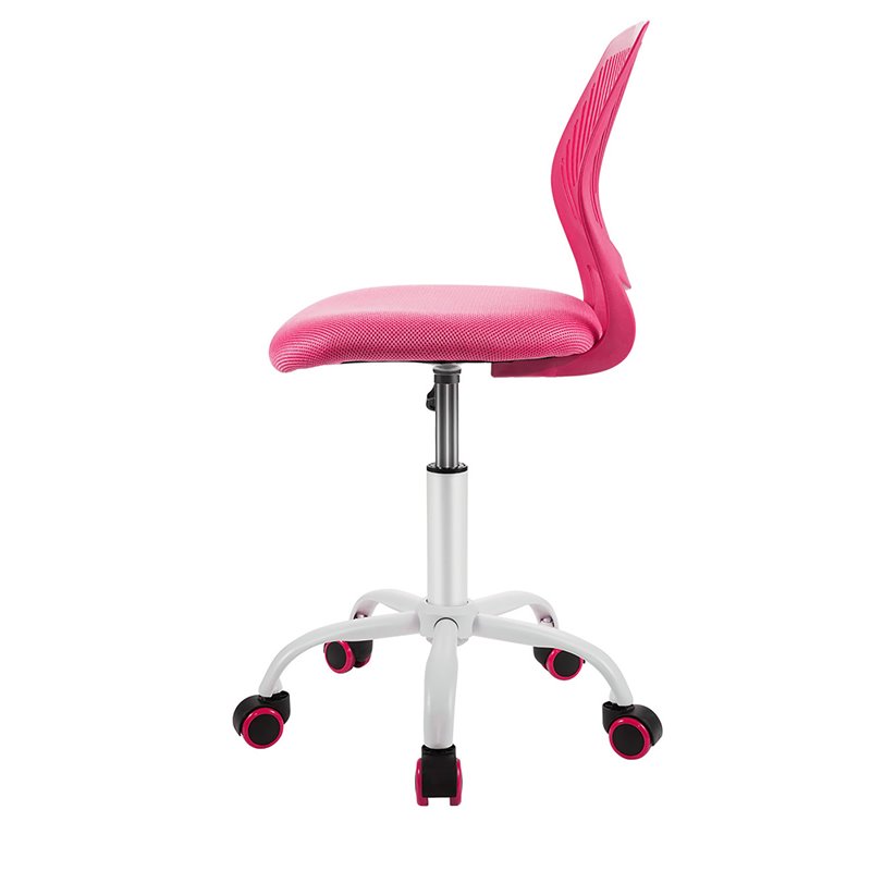 Pemberly Row Sponge Adjustable Mid Back Swivel Armless Office Chair in Pink