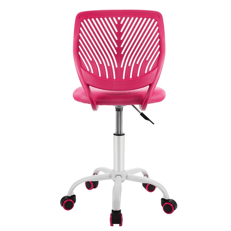 Pemberly Row Sponge Adjustable Mid Back Swivel Armless Office Chair in Pink