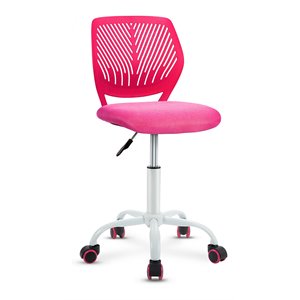 Pemberly Row Sponge Adjustable Mid Back Swivel Armless Office Chair in Pink