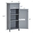 Pemberly Row Free-Standing Bathroom Floor Cabinet Storage Organizer in Gray