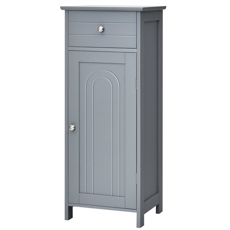 Pemberly Row Free-Standing Bathroom Floor Cabinet Storage Organizer in Gray