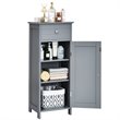 Pemberly Row Free-Standing Bathroom Floor Cabinet Storage Organizer in Gray