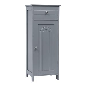 Pemberly Row Free-Standing Bathroom Floor Cabinet Storage Organizer in Gray