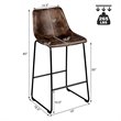 Pemberly Row Faux Suede Bar Stool with Metal Legs in Brown (Set of 2)
