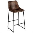 Pemberly Row Faux Suede Bar Stool with Metal Legs in Brown (Set of 2)