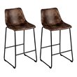 Pemberly Row Faux Suede Bar Stool with Metal Legs in Brown (Set of 2)