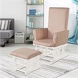 Pemberly Row Contemporary Fabric Rocking Chair Glider & Ottoman Set in Pink